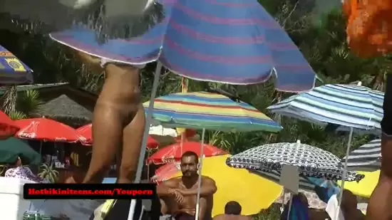 Nude Latina Teen Tanning Naked at beach