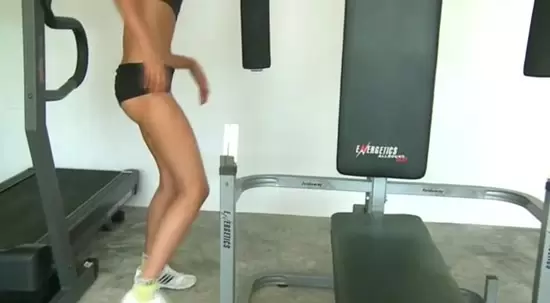 Sports sexy blonde angry at the gym